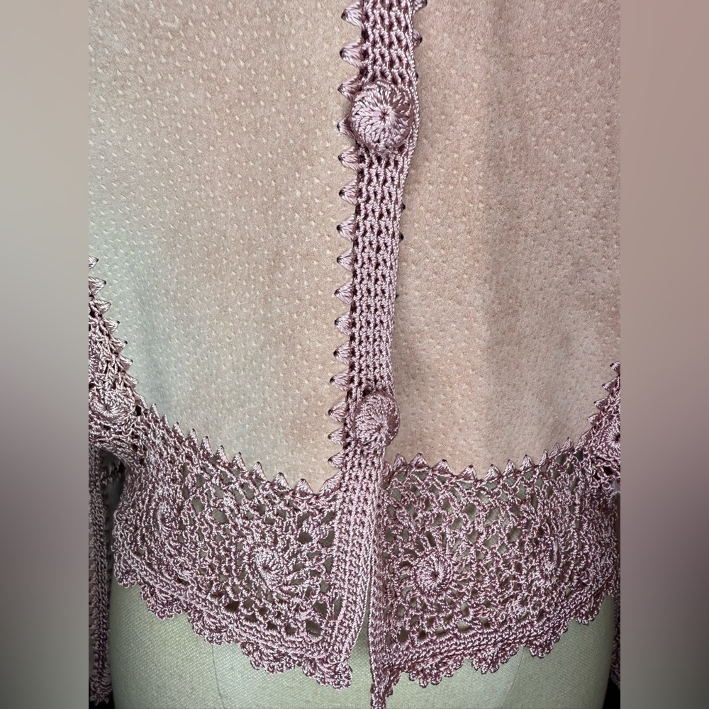 🌸 S.M.H. Boutique Leather & Crochet Trim Jacket – Size Small - Picture 11 of 11